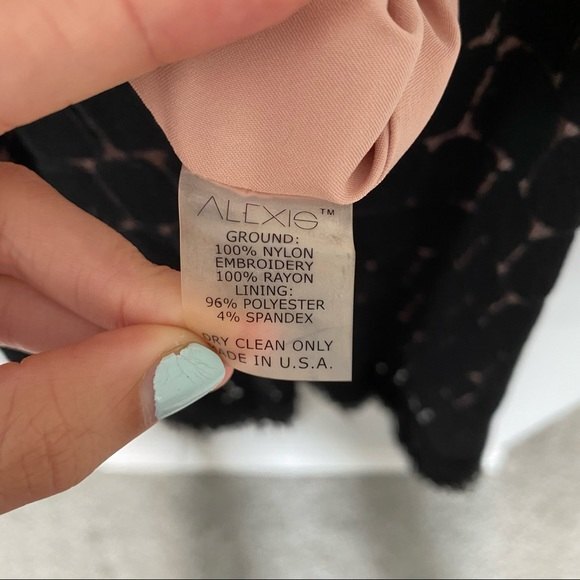 Alexis Dress Jasmine Black Tan Fringe Trim Low Back Sleeveless Mini Cocktail - Picture 7 of 9